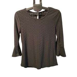 Elegant Black Eyelet Women's Blouse